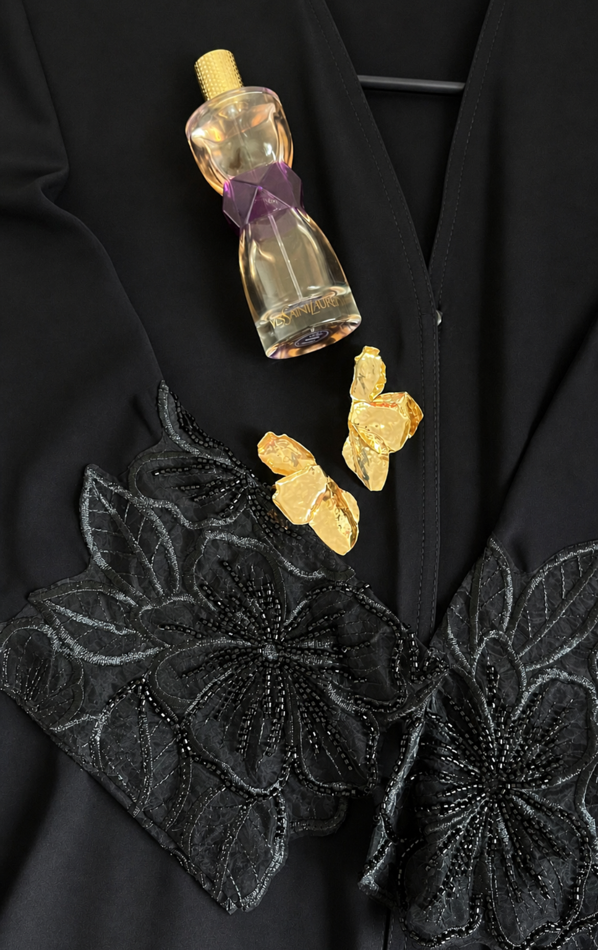 Abaya Femme Noire Nidah Coréen Broderie Florale Ajourée – Abaya Rosa